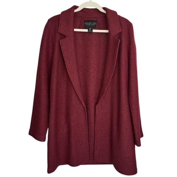 Rachel Zoe Women Wool Blend Open-Front Coat in Burgundy - Size Small - Picture 1 of 4